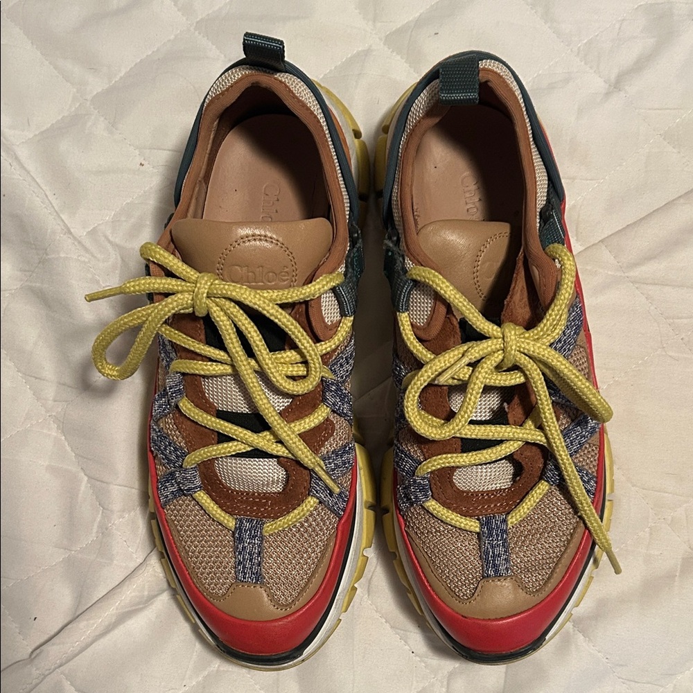 Chloe Women's Sneakers with Yellow and Red Accents - Picture 2 of 7